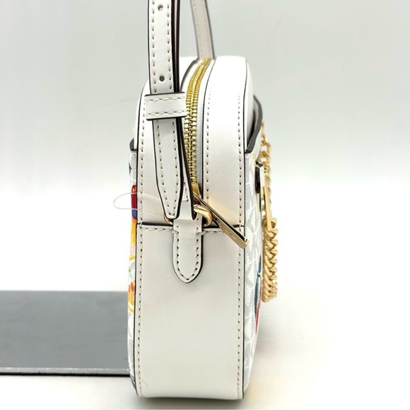 Michael Kors Large EW Zip Chain Xbody Crossbody Bag Optic White - Picture 4 of 12